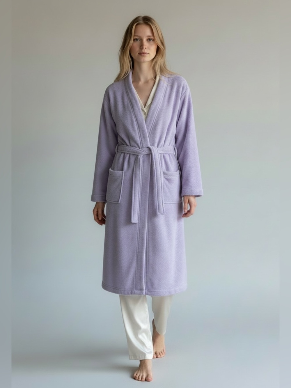 Women's Plush Lavender Fleece Bathrobe Size Small
